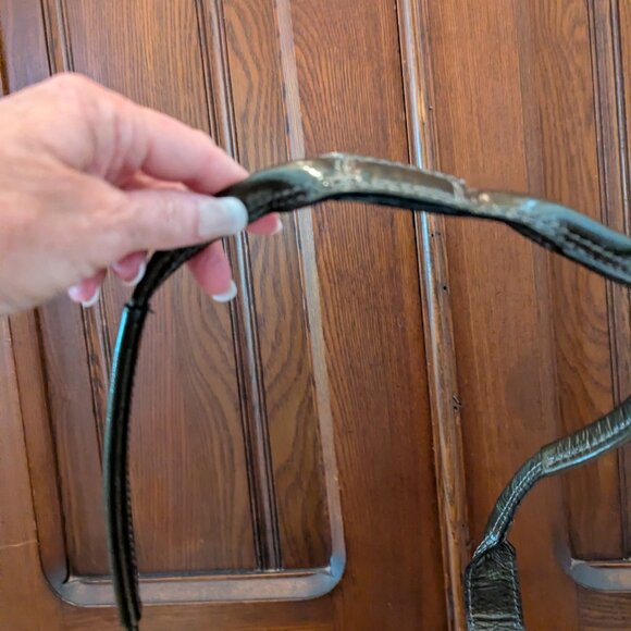 Coach Patent Leather Garnet Turnlock Satchel in Pewter (Style No. 13926) - Picture 5 of 16